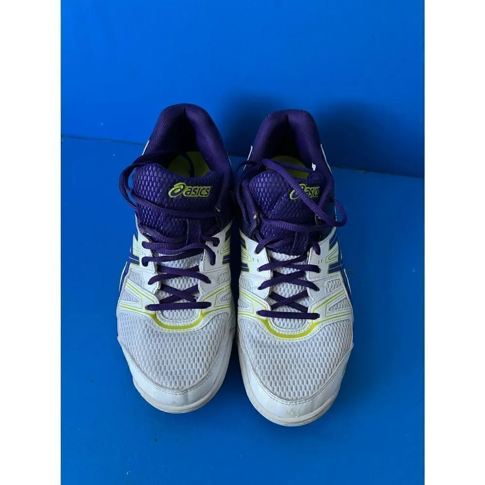 Asics Gel Rocket Women White Purple Volleyball Trainers Shoes Size11 B455N-0133